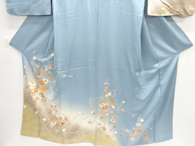  草花模様刺訪問着